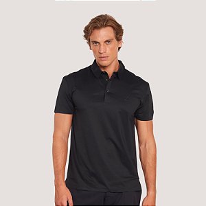 POLO COLCCI MANGA CURTA SLIM POLIAMIDA PRETO MASCULINO ADULTO