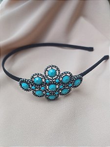 Tiara de Metal Pedras Azuis