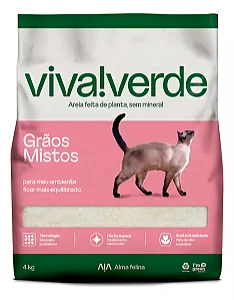 Areia Higiênica para Gatos Viva Verde Grãos Mistos - 4kg