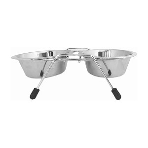 Comedouro Duplo Suspenso Inox - 300mL