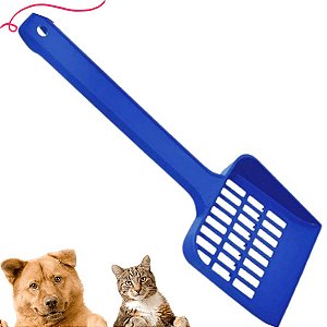 Pá Higiênica Coletora Fezes Gatos Cães Peneira Caixa Areia - AZUL