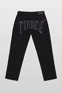 Calça Baggy Jeans Plano C Washed Denim Black