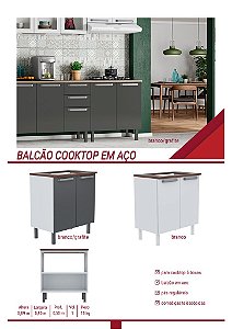 BC5Q - BALCAO P/ COOKTOP AÇO 2P