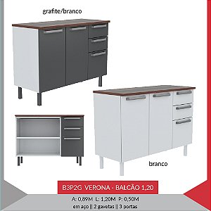 B2P2G1GT BALCAO VERONA 1.20 3P/2GAV