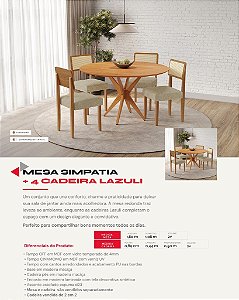 MESA SIMPATIA 1,08 REDONDA - TAMPO AMADEIRADO