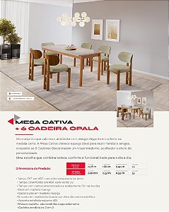 MESA CATIVA 1,80 x 0,90 - C/ VIDRO