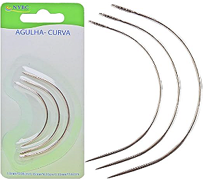 AGULHA CURVA DE MÃO - KIT COM 3 UNIDADES
