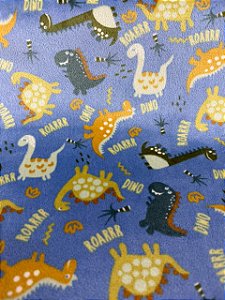 Tecido Ulltrasoft Dinossauros - Dupla face