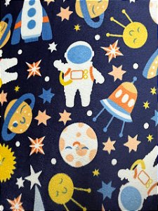 Tecido Ulltrasoft Astronauta Azul - Dupla face