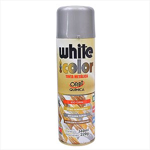 TINTA METALICA SPRAY WHITE COLOR 340ML PRATA ORBI QUÍMICA