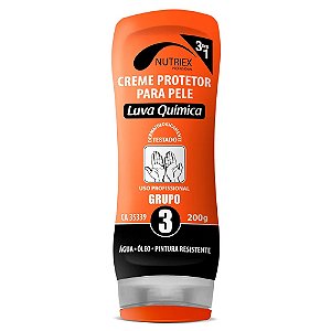 CREME PROTETOR LUVA QUÍMICA 3 EM 1 GRUPO 3 200g CA 43802 NUTRIEX