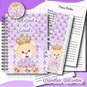 Caderneta de Vacina Ursinha Princesa Lilás