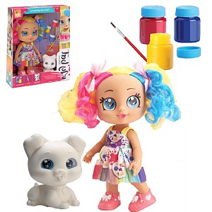 Boneca Colorir Cachorro Brinquedo Pintar Tinta Guache Oferta