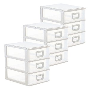 Kit 3 Organizadores Gaveteiros Mesa Modular Resistente Micro