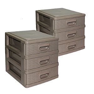 Kit 2 Organizadores Mesa Gaveteiro Pequeno Texturizado Micro