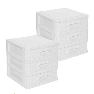 Kit 2 Organizadores Mesa Gaveteiro Pequeno Texturizado Micro