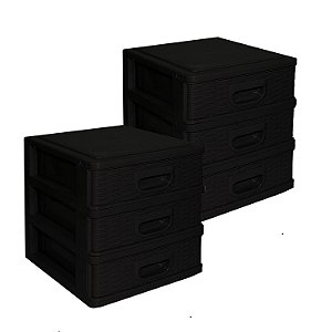 Kit 2 Organizadores Mesa Gaveteiro Pequeno Texturizado Micro