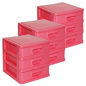 Kit 3 Organizadores Mesa Gaveteiro Pequeno Texturizado Micro