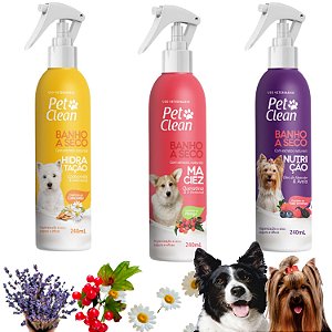 Kit 3 Banho a Seco Nutrição Hidratação Maciez Caes Pet Clean