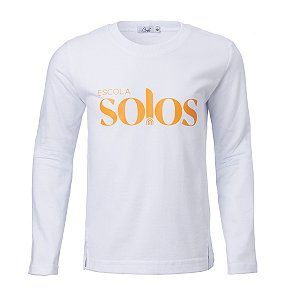 Camiseta Babylook Feminina Manga Longa Branca Solos