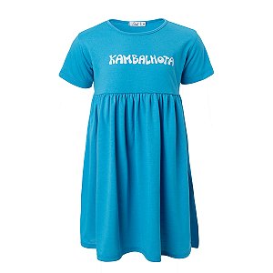 Vestido Malha Poliviscose Azul Kambalhota