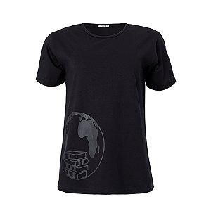 Camiseta Babylook Conforto Preta Ensino Médio Manga Curta SION