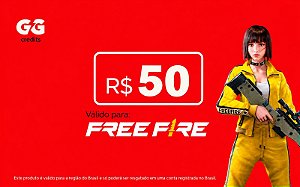 Recarga Free Fire R$ 50 + 10% de Bônus GG Credits