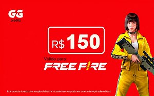 Recarga Free Fire R$ 150 + 10% de Bônus GG Credits