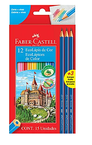 Lápis de Cor Sextavado EcoLápis 12 Cores + 3 Lápis Grafite Faber-Castell - ET 12 UN
