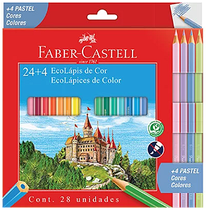 Lápis de Cor EcoLápis 24 Cores + 4 Pastel Faber-Castell CX 1 UN