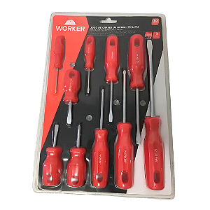 Jogo de Chave Phillips 10 Peças Worker