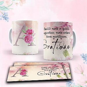 Caneca Cerâmica Branca Personalização Floral Cod 08