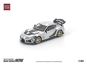 Toyota Supra A90 Darwin Pro 66G Wide Body Kit 1:64 POP RACE Silver Chrome