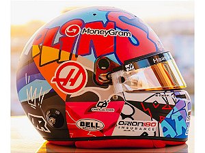 Capacete Esteban Ocon GP Miami 2025 MoneyGram Haas F1 Team 1:5 Spark