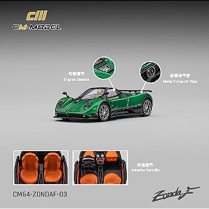 *** PRÉ-ORDER *** Pagani Zonda F 1:64 CM Model Branco Verde