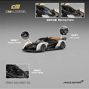 *** PRÉ-ORDER *** McLaren Solus GT 1:64 CM Model Preto Branco