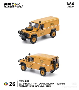*** PRÉ-ORDER *** Land Rover 110 Camel Trophy Support Unit Borneo 1985 1:64 ARbox