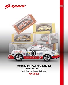 *** PRÉ-ORDER *** Porsche 911 Carrera RSR 2.8 No.67 24H Le Mans 1974 1:64 Spark