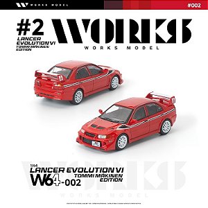 *** PRÉ-ORDER *** Lancer Evolution VI Tommi Mäkinen Edition 1:64 Works Model Vermelho