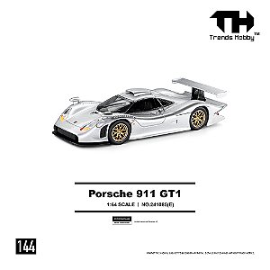 *** PRÉ-ORDER *** Porsche 911 GT1 1998 1:64 Trends Hobby Prata QTD3
