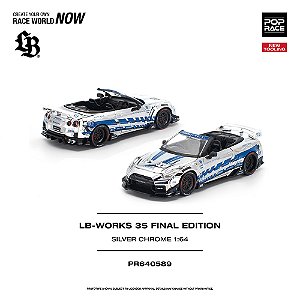 *** PRÉ-ORDER *** LB-WORKS 35GT-R Final Edition Liberty Walk 1:64 POP RACE Silver Chrome QTD3