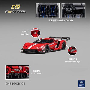 *** PRÉ-ORDER *** Ford GT Mk IV 1:64 CM Model Vermelho QTD3