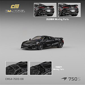 *** PRÉ-ORDER *** McLaren 750S Spider 1:64 CM Model Preto QTD3