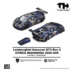 *** PRÉ-ORDER *** Lamborghini Huracan GT3 EVO2 GTWCA Indonesia 2026 #29 1:64 Trends Hobby QTD3