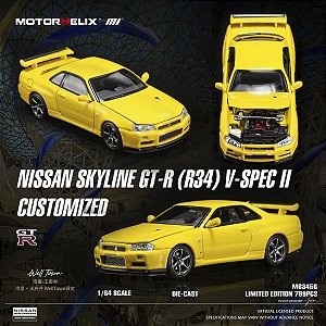 *** PRÉ-VENDA *** Nissan Skyline GT-R (R34) V-Spec II Exclusivo Beijing Wanli Wangfujing 1:64 MOTORHELIX