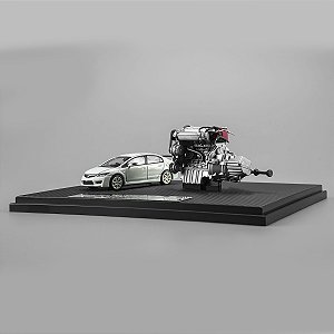 *** PRÉ-VENDA *** Display Honda Civic TYPE R (FD2) 1:64 + Motor K20A Exclusivo HK ToyCar Salon 2026 MOTORHELIX PV13007