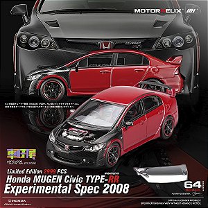 *** PRÉ-VENDA *** Honda MUGEN Civic TYPE-RR 2008 Exclusivo HK ToyCar Salon 2026 1:64 MOTORHELIX