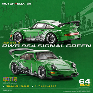 *** PRÉ-VENDA *** RWB 964 Exclusivo HK ToyCar Salon 2026 1:64 MOTORHELIX Verde