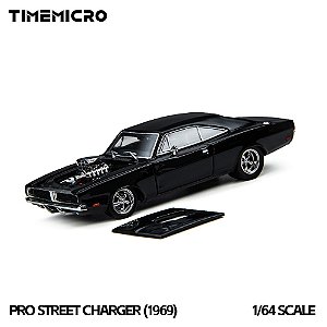 *** PRÉ-ORDER *** Dodge 1969 Pro Street Charger 1969 PSC Design 1:64 TimeMicro Preto QTD3