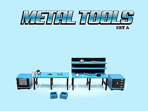 *** PRÉ-VENDA *** Metal Tools Set A 1:64 American Diorama Azul PV12943